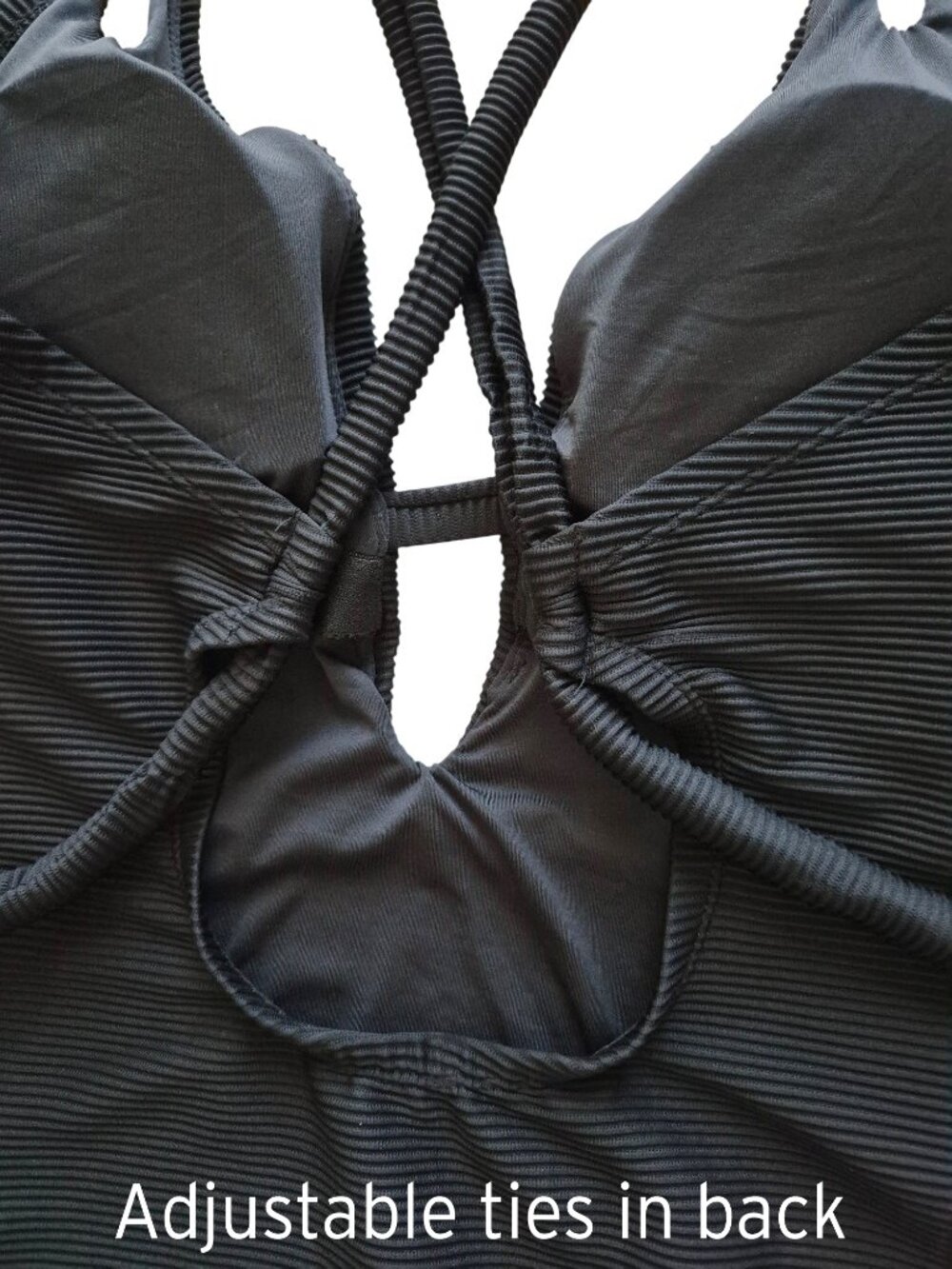 BCBG Paris Like New Adjustable Tie Back Keyhole One Piece Swimsuit Ribbed 2XL - Picture 5 of 16